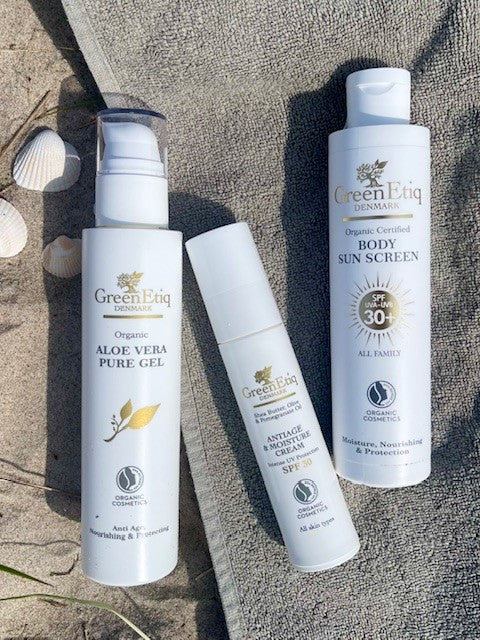 Solpakke 1: Body Lotion Spf30 All family + AntiAge & Moisture cream Spf30 face + AloeVera Gel