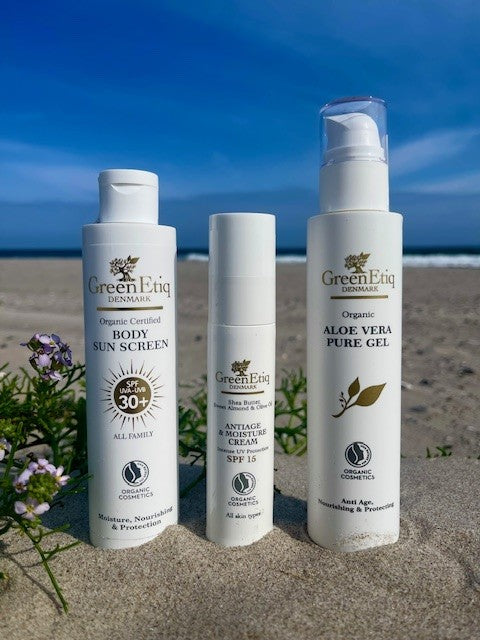 Solpakke 2: BodyLotion Spf30 + AntiAge & Moisture Cream Spf15 + AloeVera Gel